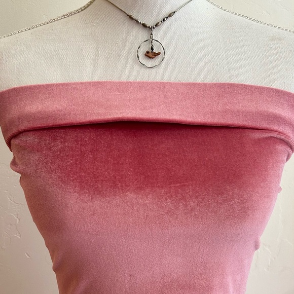 Finesse Pink Velvet Strapless Top and Long Skinny Maxi Skirt Set (Medium) NWOT - Picture 2 of 16